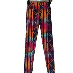 Cândida Maria‎ Women's M Vibrant Striped Leggings Tie Dye Colorful Tribal Print